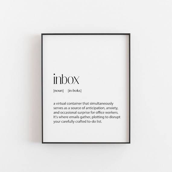 Inbox Noun Definition Funny Office Humor Minimalist Black White Poster
