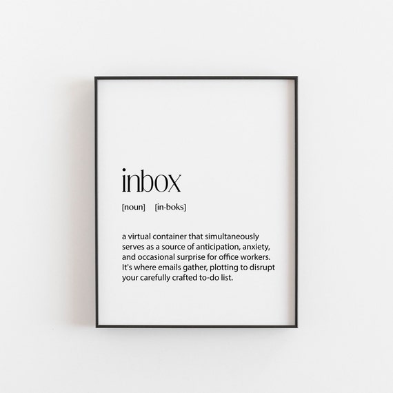 Office Humor Wall Art Inbox Definition Print For Quirky Dcor Funny Gift Coworkers Motivational Decor