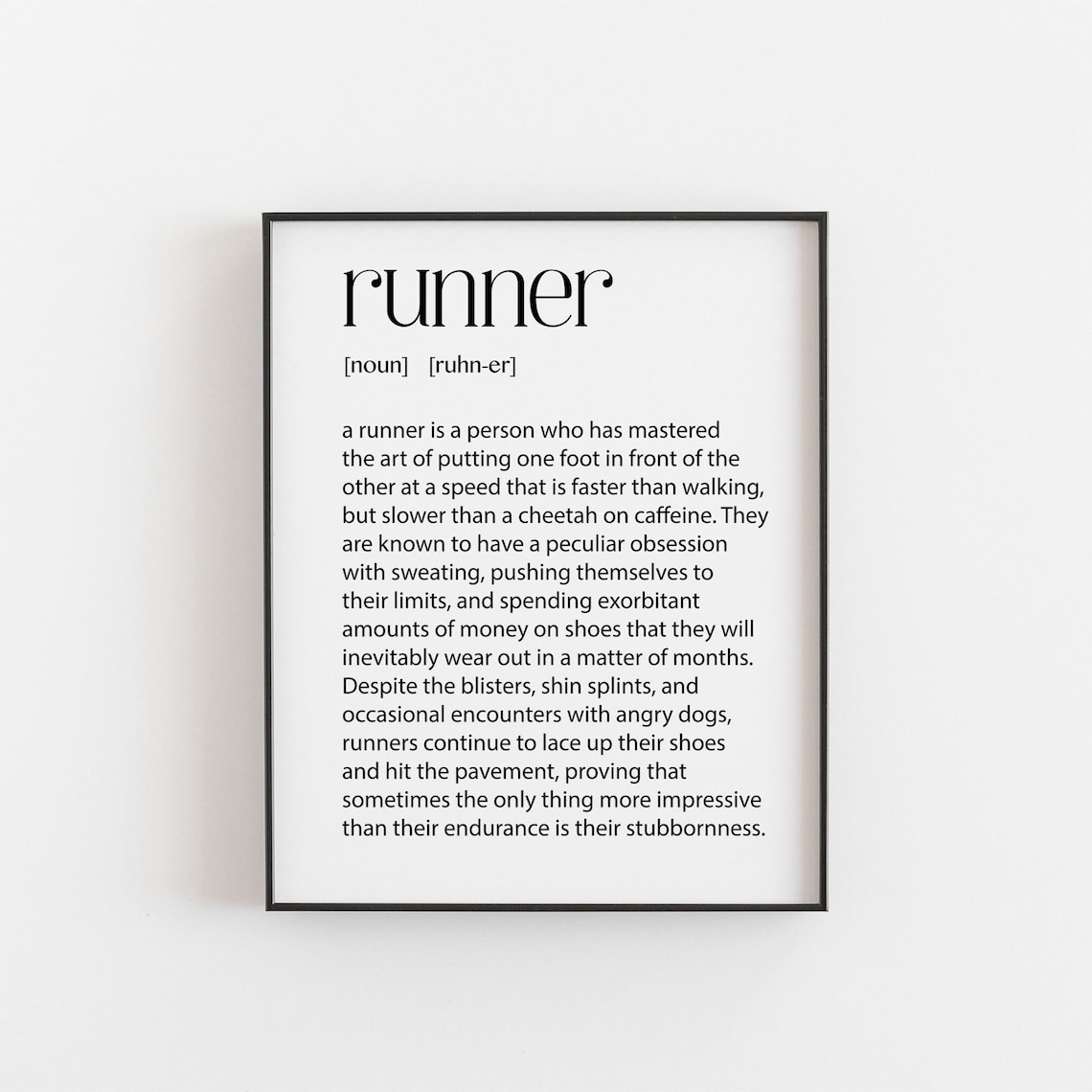 Runner Definition Art Print, Fitness Humor Poster
