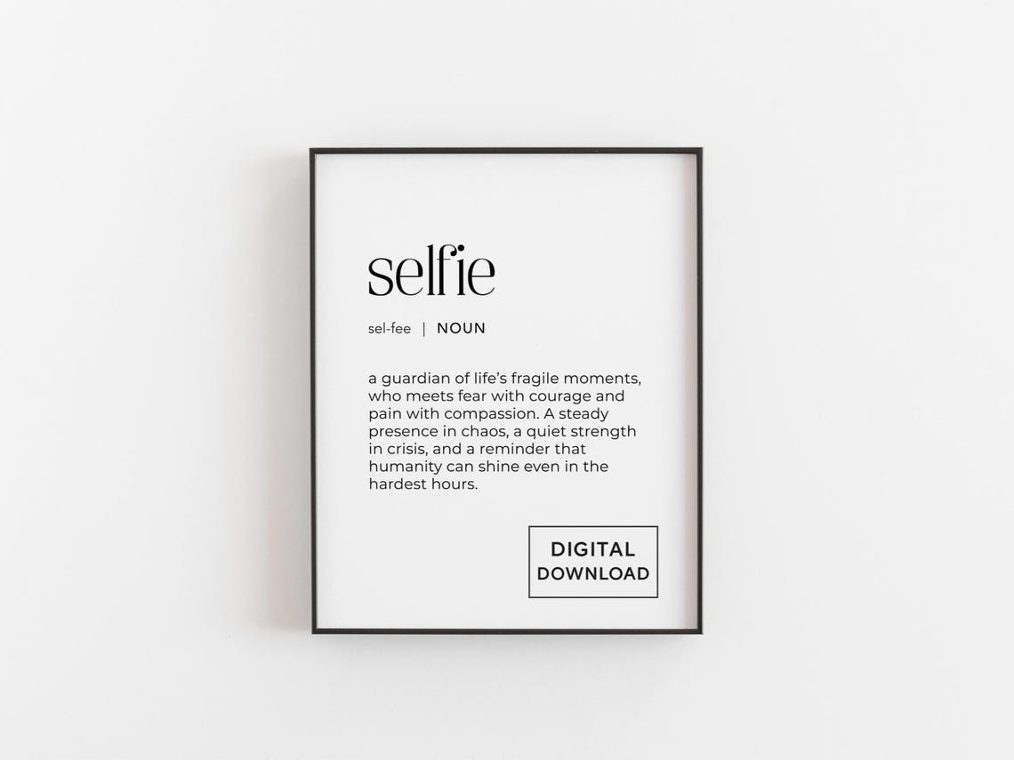 Selfie Definition Print Minimalist Dictionary Typography Wall Decor