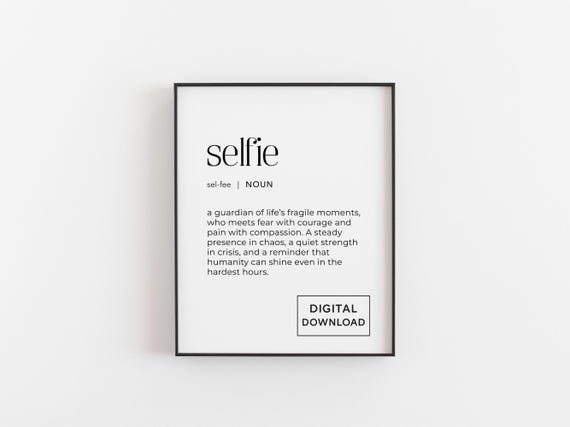 Selfie Definition Wall Art Funny Digital Download Minimalist Typography Print Modern Home Dcor Poster Teenager Room Ideas