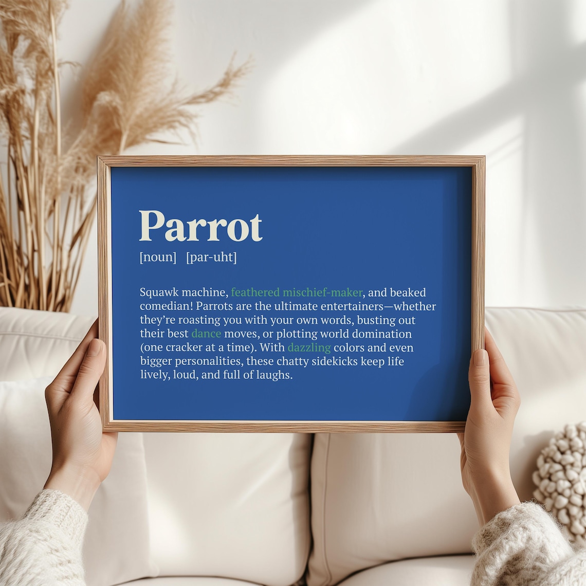 Parrot Definition Colorful Art Print, Bird Lovers
