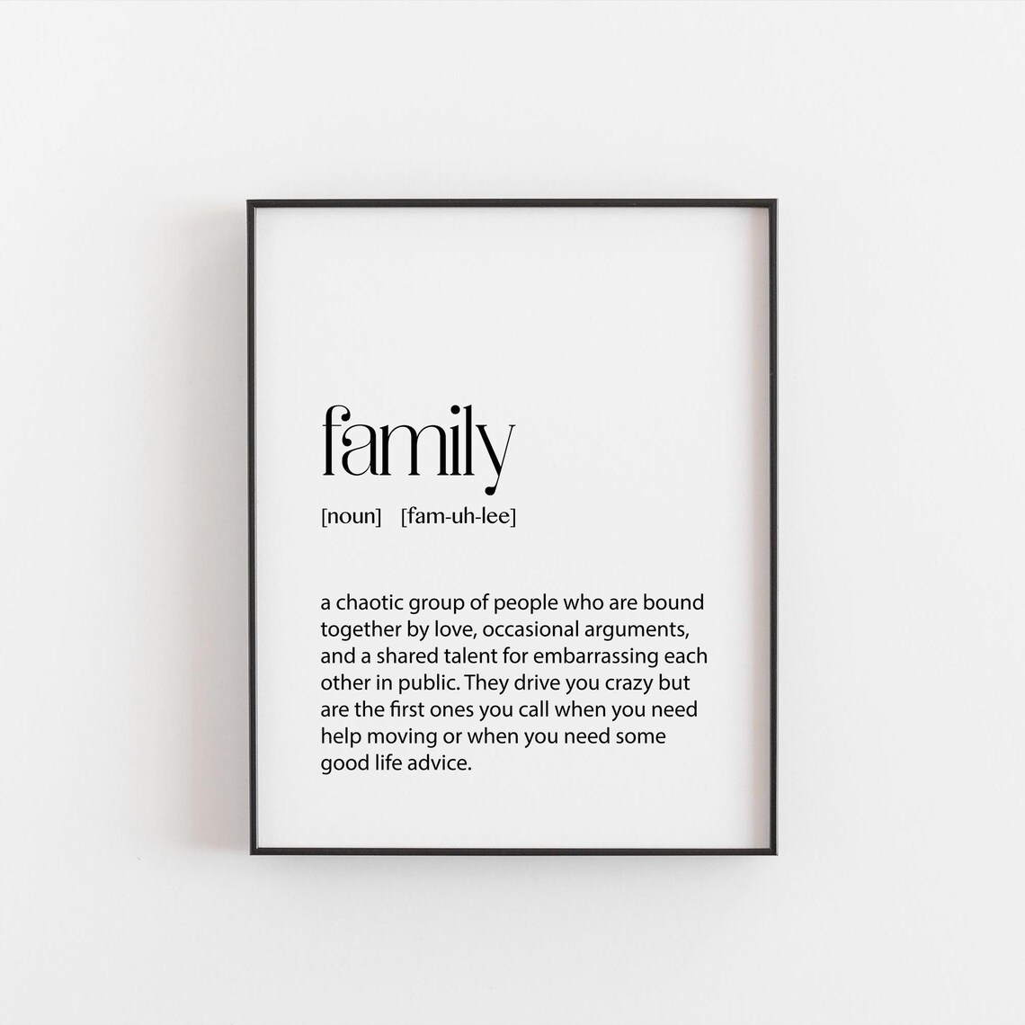 Funny Family Definition Quote Print, Heartfelt Humor