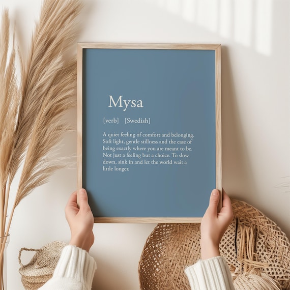 Mysa Swedish Word Print Cosy Home Gift Scandi Living Wall Art Hygge Housewarming Nordic Decor
