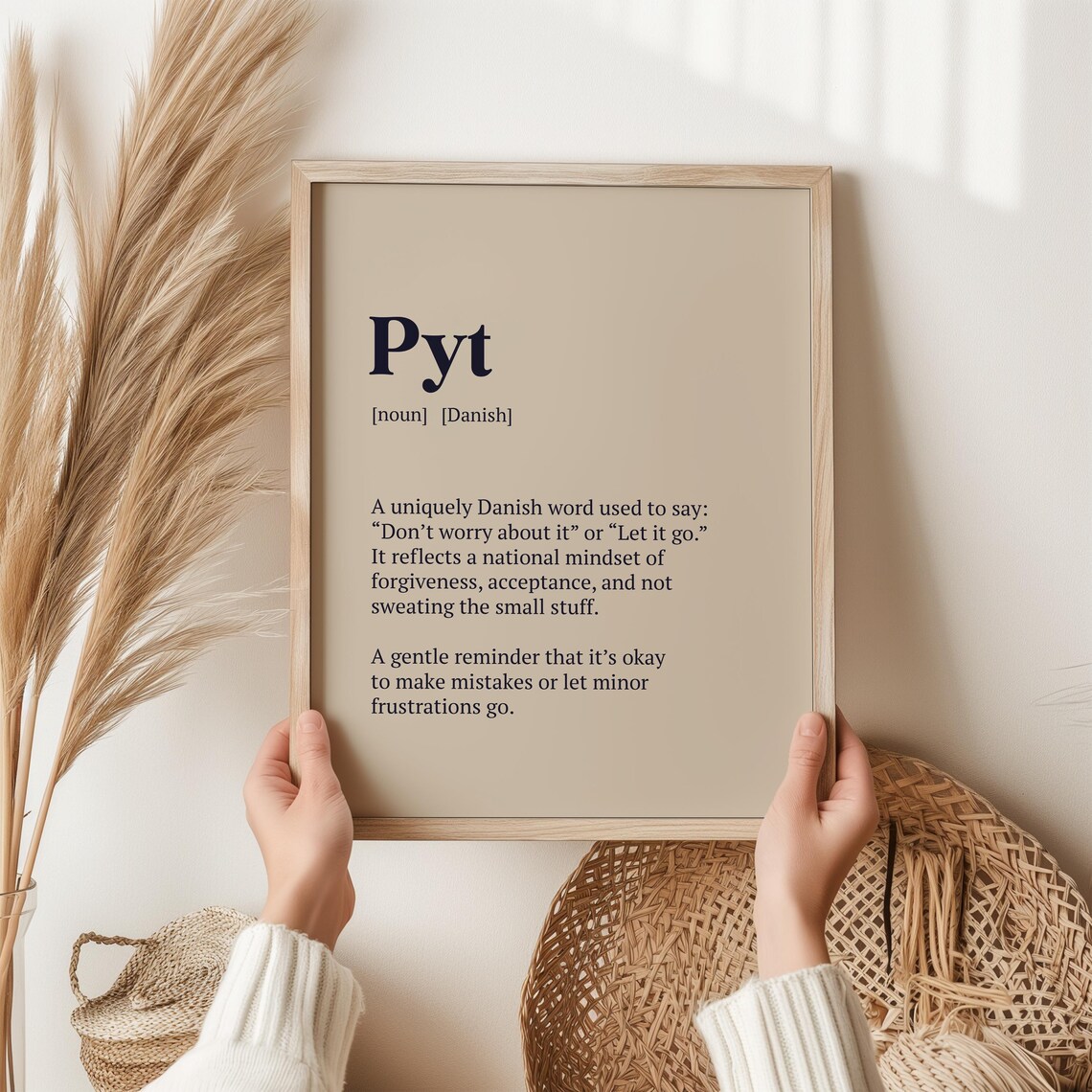Pyt Danish Word Print Let It Go Quote Wall Art Mindful Gift For Stress Relief Minimal A4 A3 Poster Calm Neutral Typography Decor