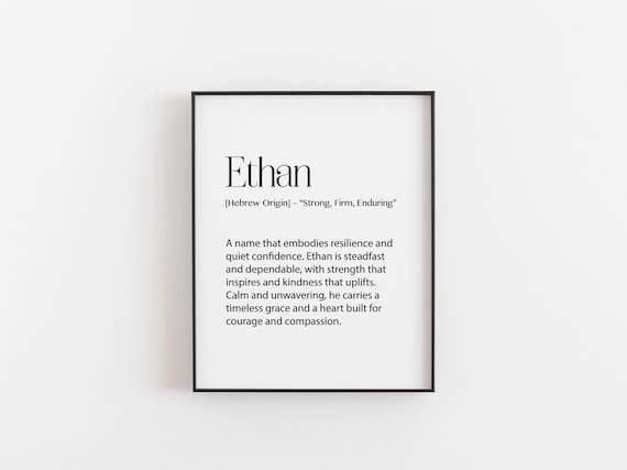 Ethan Name Meaning Personalized Nursery Art Print