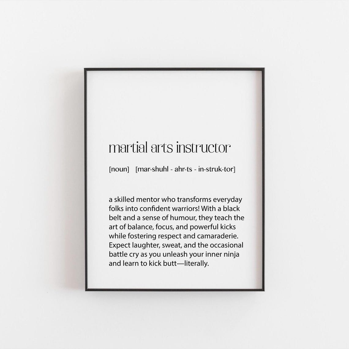 Martial Arts Instructor Funny Definition Typography Gift Poster