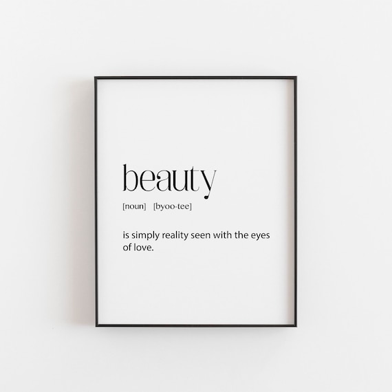Beauty Definition Minimalist Romantic Wedding Dictionary Wall Art