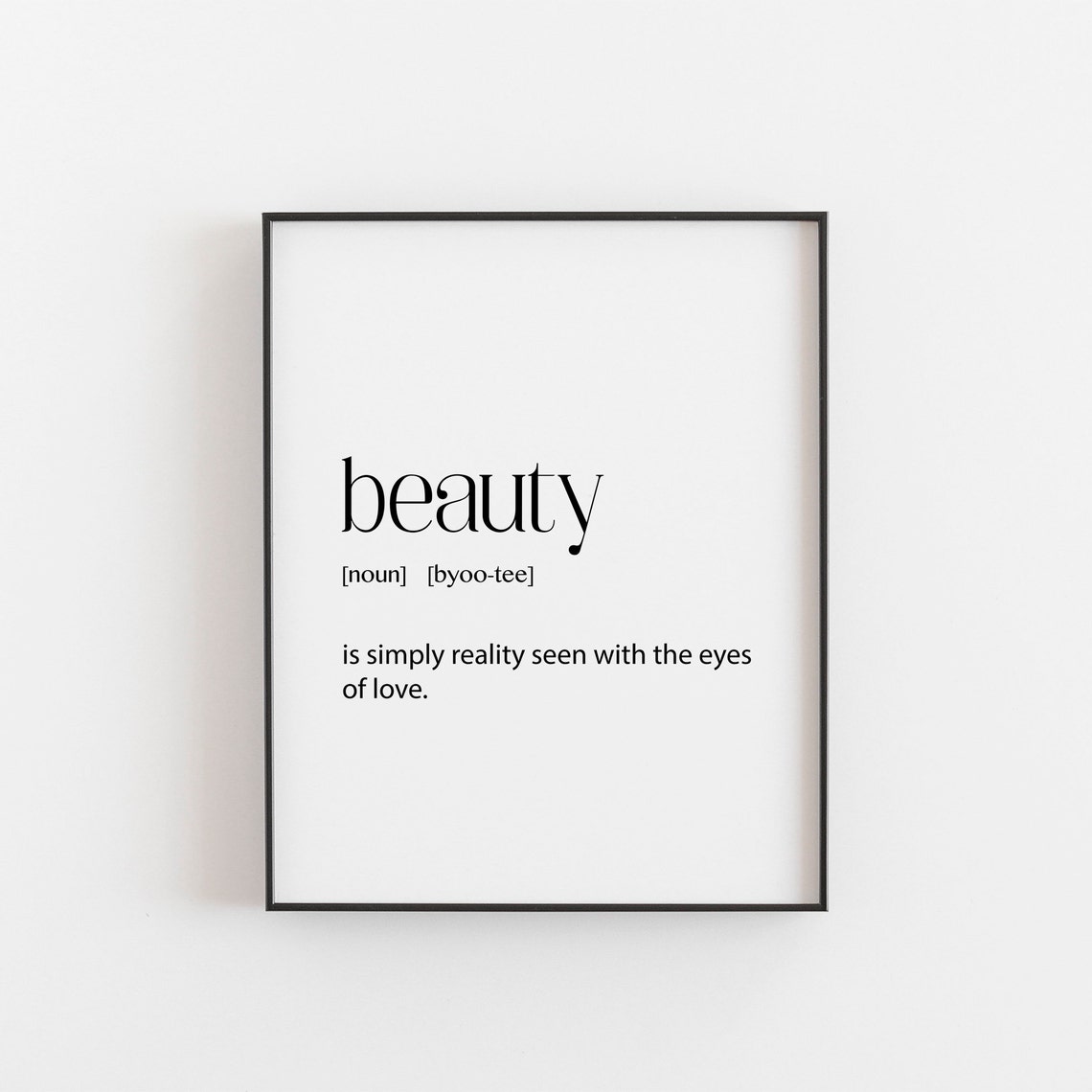Beauty Definition Minimalist Romantic Wedding Dictionary Wall Art