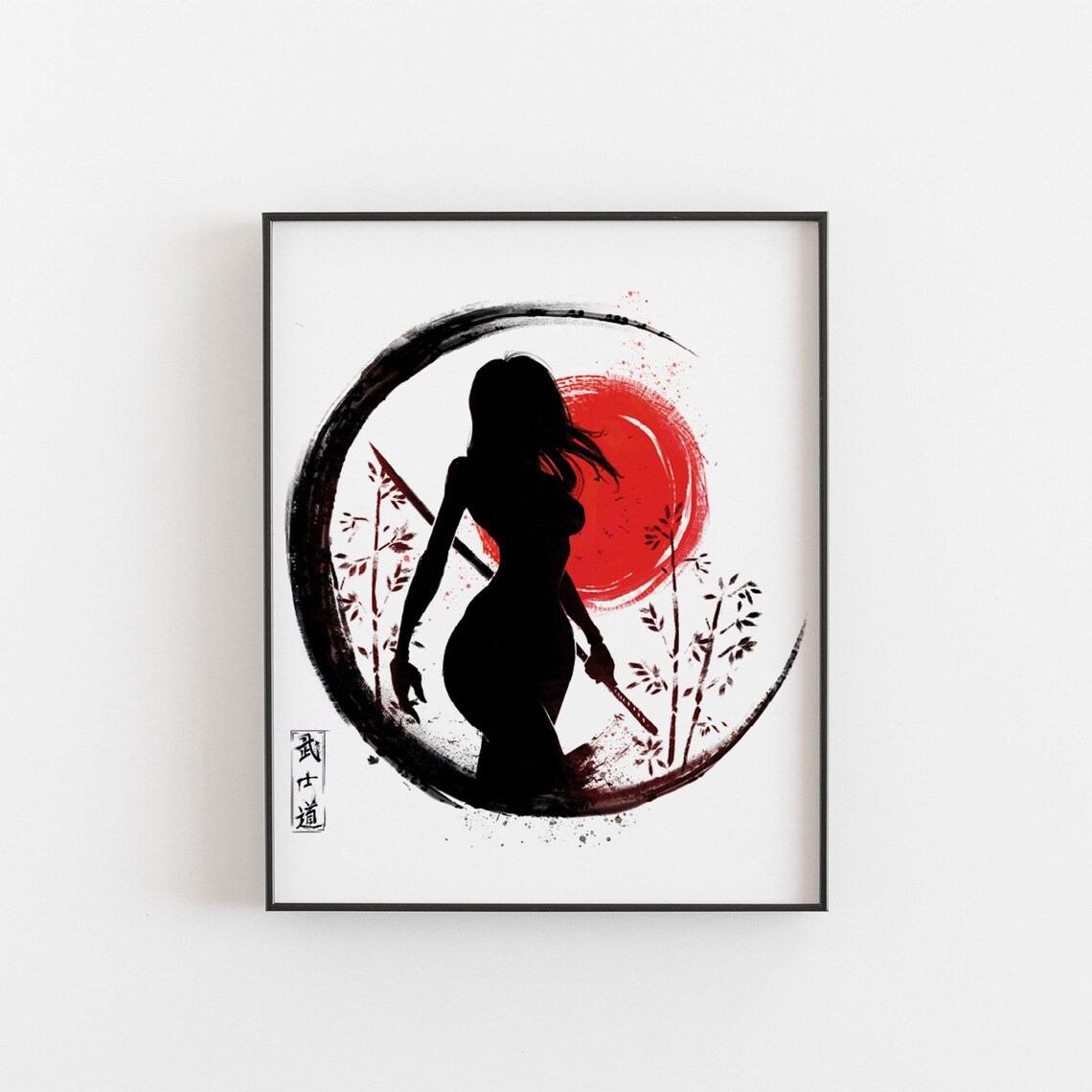 Japanese Woman Samurai Art Print, Warrior Princess