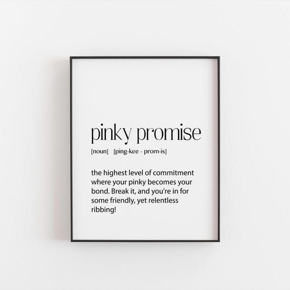 Pinky Promise Definition Print, Trendy Teen Bedroom Art
