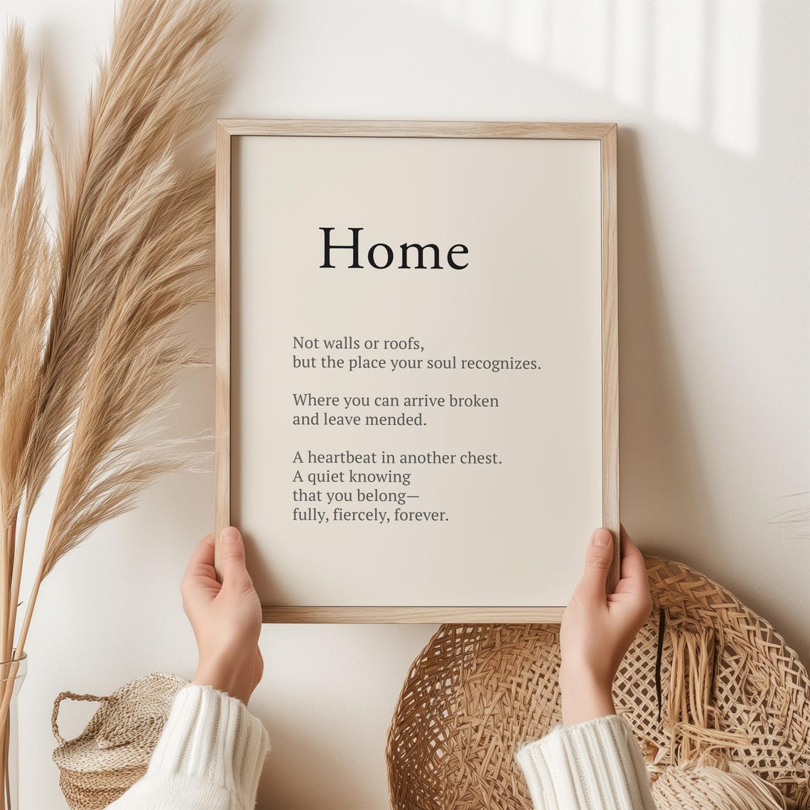 Home Definition Heartfelt Poem Meaningful Wall Decor Cream Art Print