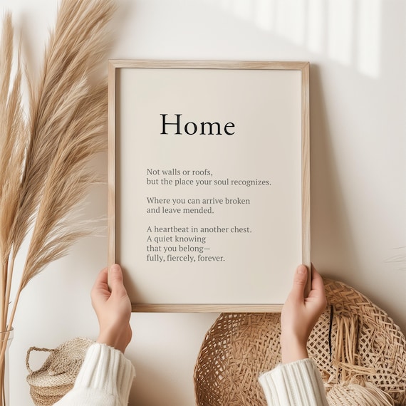 Home Definition Heartfelt Poem Meaningful Wall Decor Cream Art Print