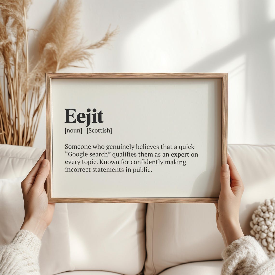 Eejit Funny Scottish Definition Print Google Expert Know It All Joke - Image 3