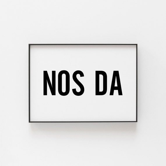 Nos Da Print Welsh Goodnight Wall Art Celtic Bedroom Decor Bilingual Nursery Sign Wales Gift For Family Heritage Homes Poster