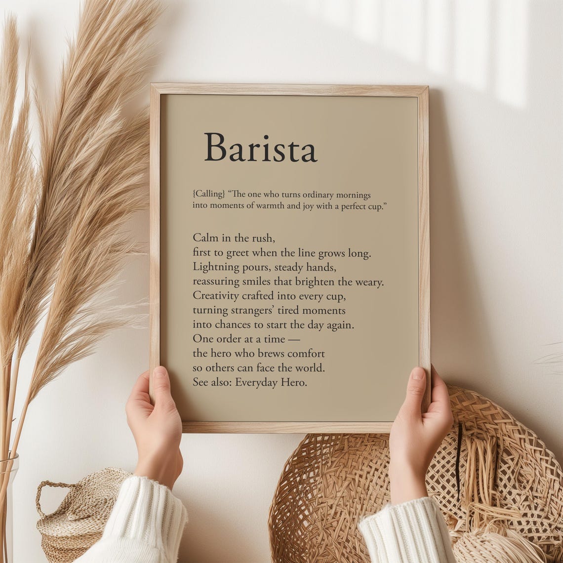 Barista Definition Poem Everyday Hero Coffee Lover Gift Poster
