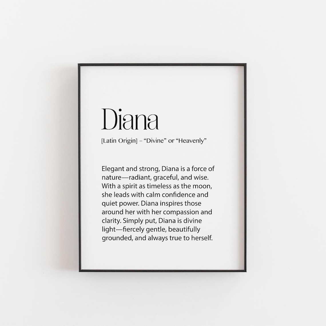 Diana Name Meaning Art Print, Elegant Women Gift