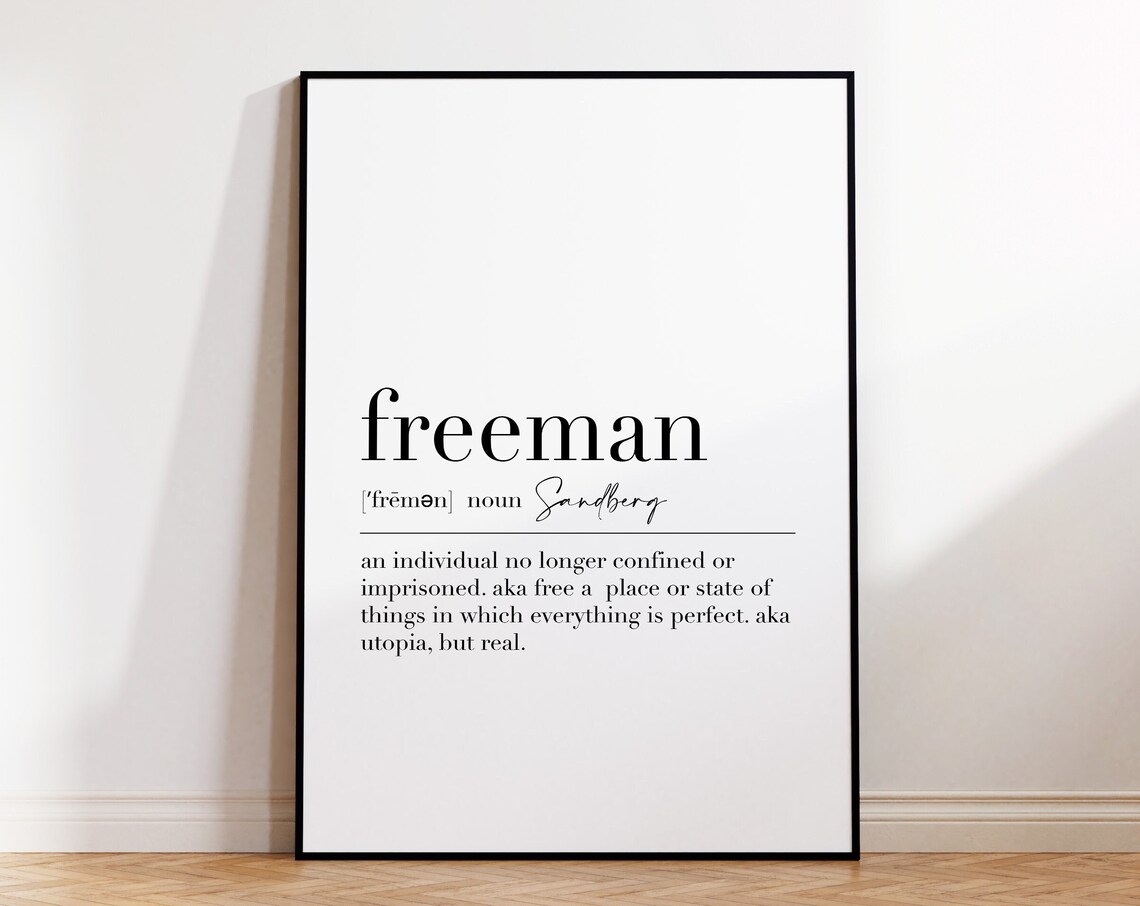 Freeman Freeman Poster Freeman Print Freeman Definition Print Dictionary Print Freeman Quote Home Decor Wall Art Decor - Image 4