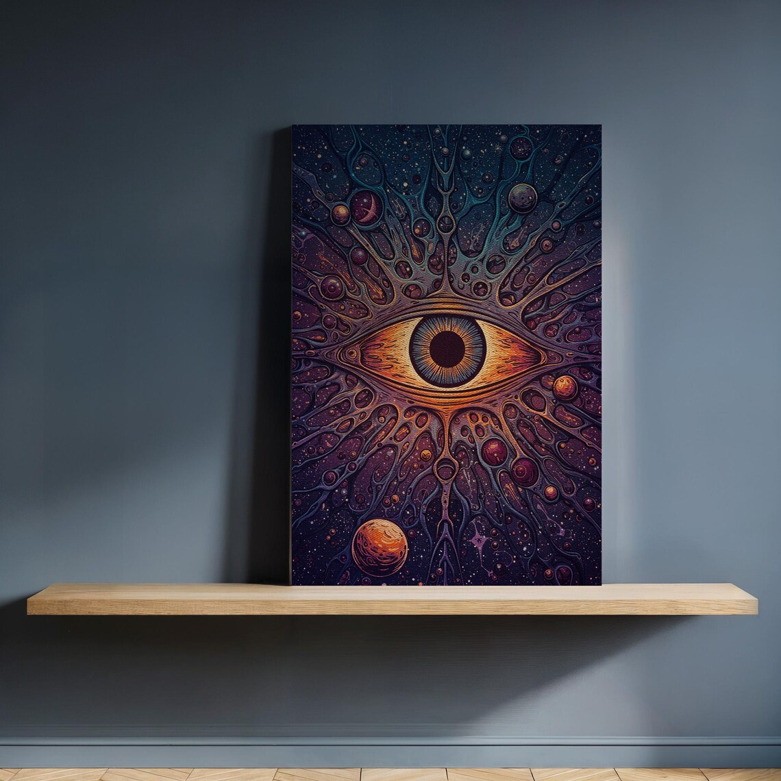 Cosmic All Seeing Eye Planets Psychedelic Space Poster for Modern Home Decor