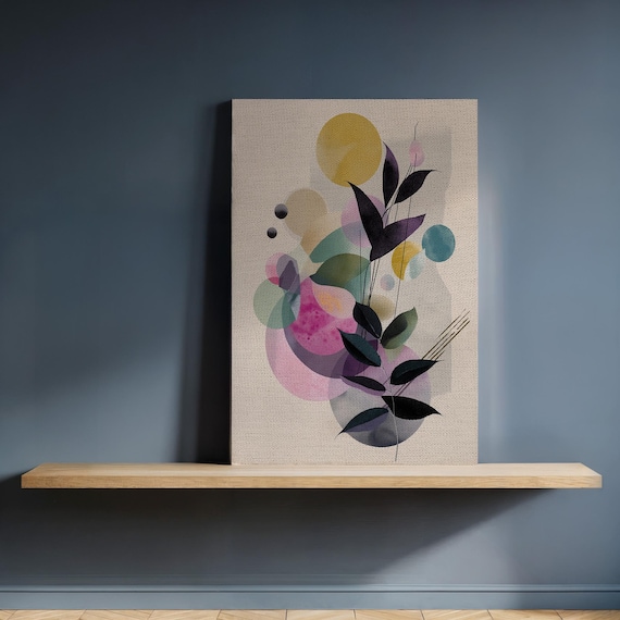 Abstract Botanical Leaf Silhouette Pastel Geometric Modern Art Poster