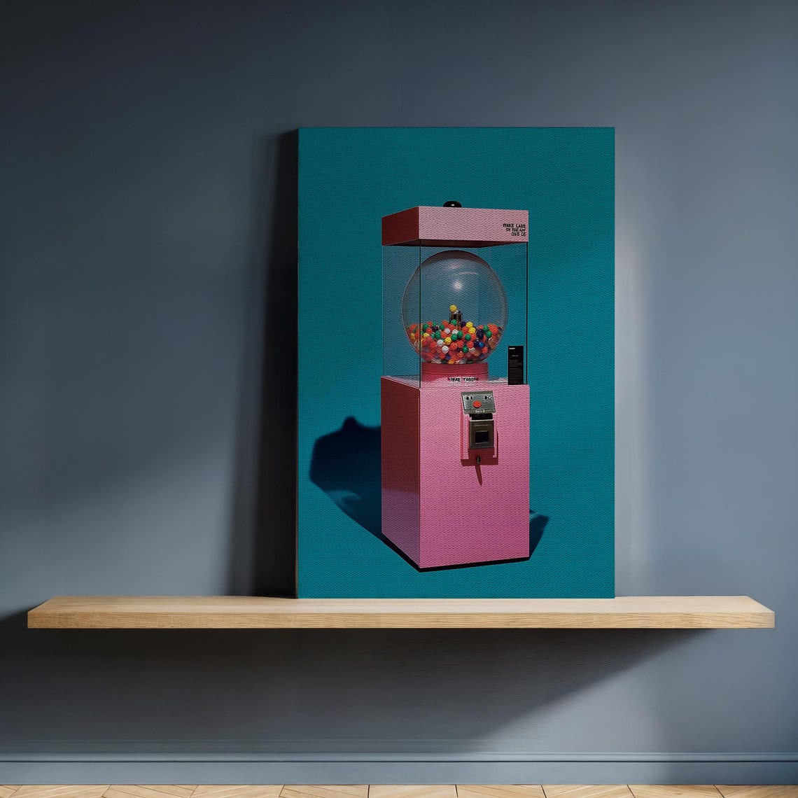 Pink Gumball Machine Retro Pop Art Bold Teal Canvas Art Poster