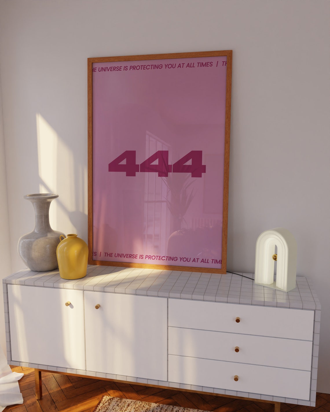 Dark Pink 444 Angel Number Universe Protection Affirmation Aura Poster - Image 3