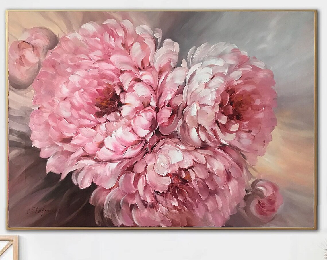 Pink Peonies Oil-Painting-Style Floral Art Print - Image 3