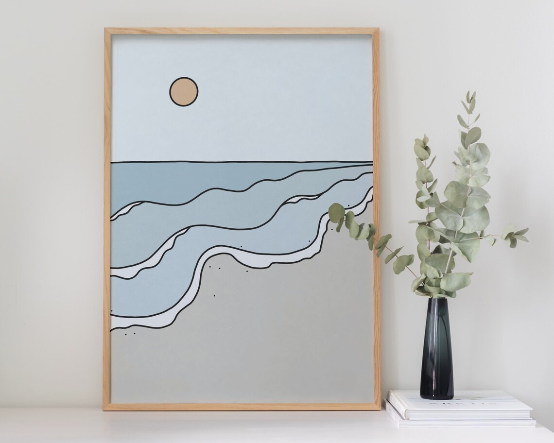 Beach Sunrise Sunset Simple Line Poster Print - Image 3