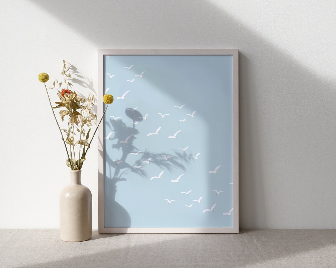 Seagulls Flock in the Sky Coastal Poster - Image 2