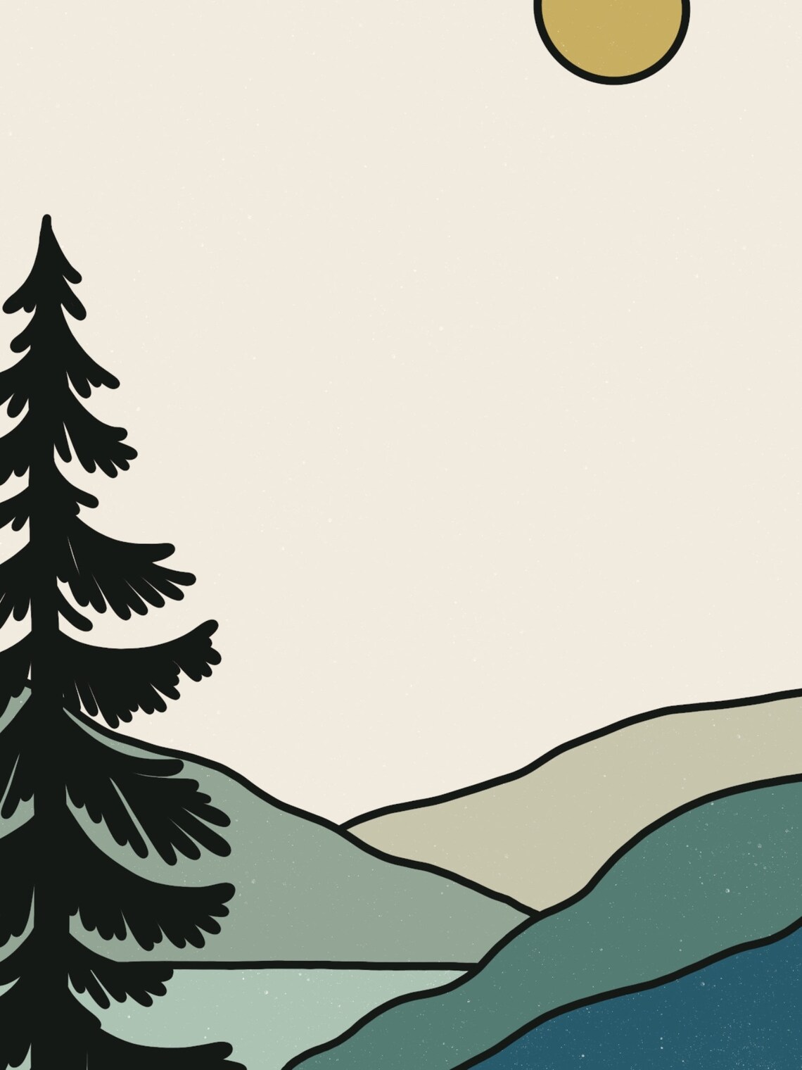 Sunset Over The Mountain Art Print, Boho Forest - Image 2