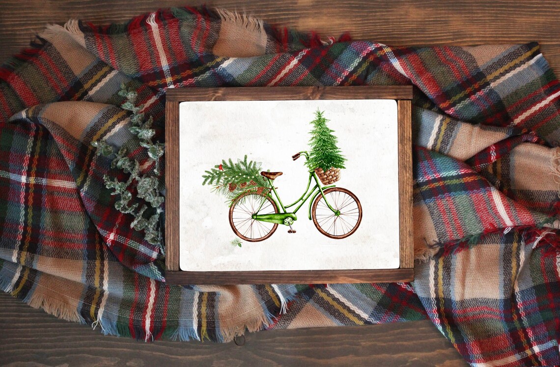 Christmas Bicycle Winter Rustic Holiday Art Print - Image 5