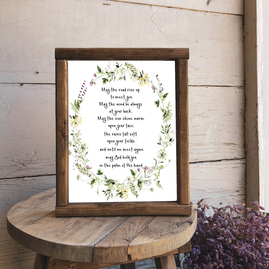 Irish Blessing May The Road Rise Up To Meet You Floral Wreath Poster - Image 6