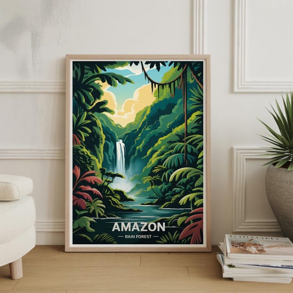 Amazon Rainforest Travel Poster Brazil Adventure Wall Art Unique Home Decor Gift For Travelers