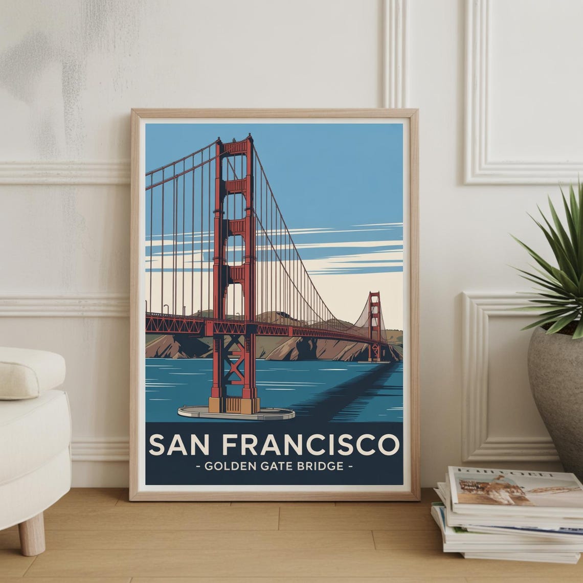 San Francisco Golden Gate Bridge Poster Travel Wall Art Usa Cityscape Home Decor Wedding