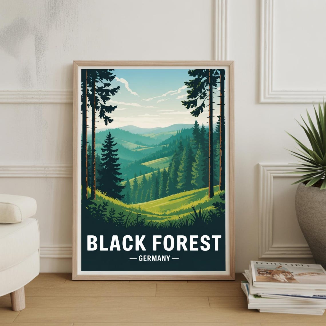 Black Forest Germany Scenic Pine Hills Retro Travel Art Poster