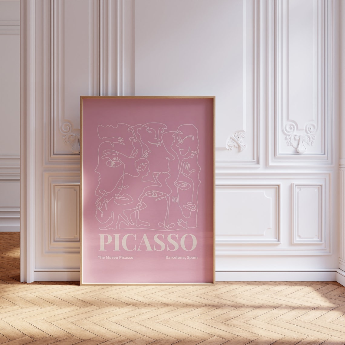 Picasso Museu Barcelona Line Art Faces Blush Pink Gallery Poster