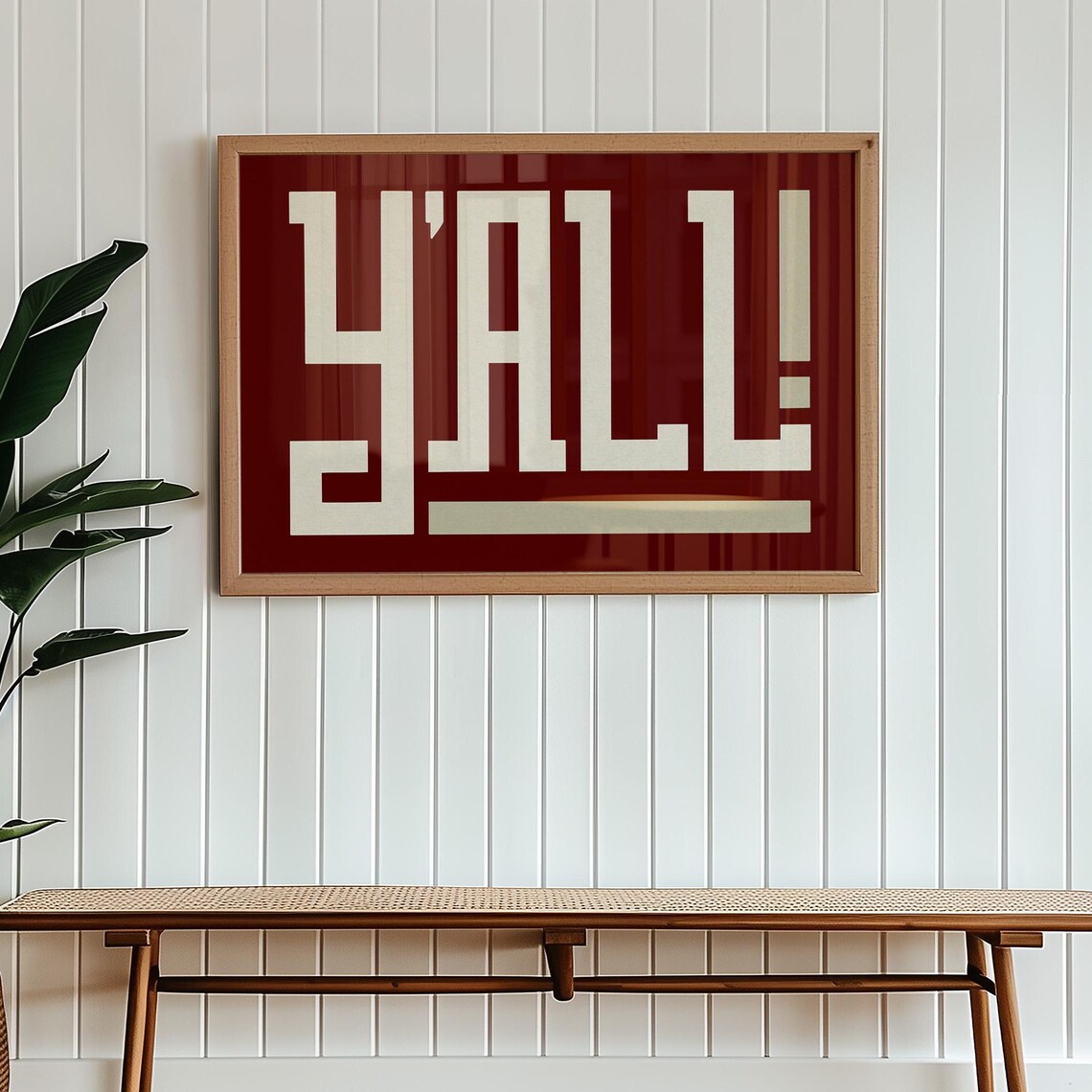 Yall Southern Maroon Charm Wall Art Print, Home Decor