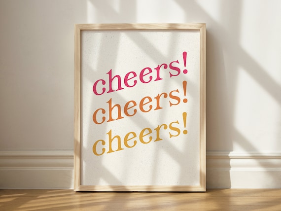 Cheers Sunset Print Bar Car Wall Decor Art Cute Home Friends
