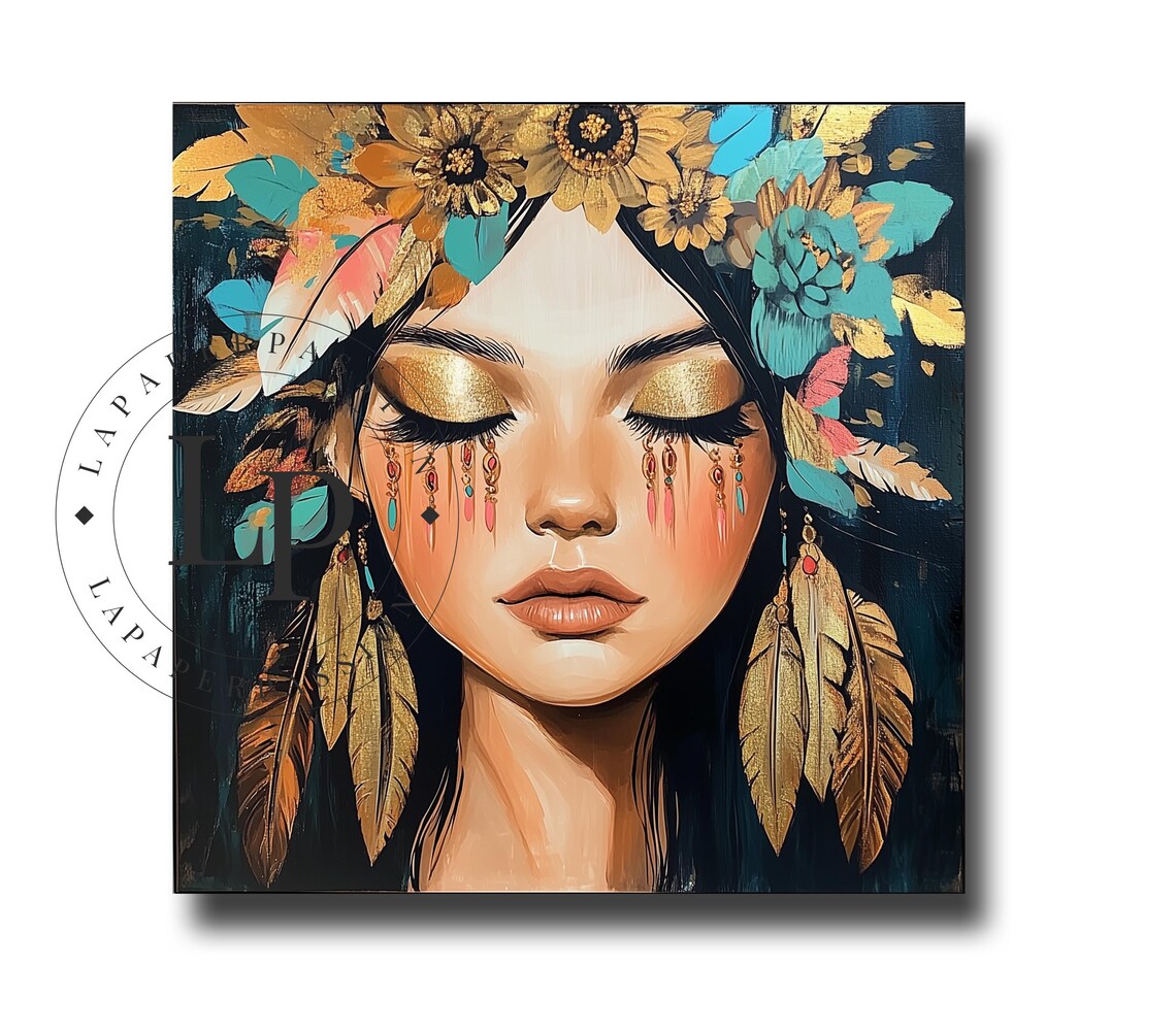 Floral Silhouette Woman Portrait, Maximalist Decor - Image 3