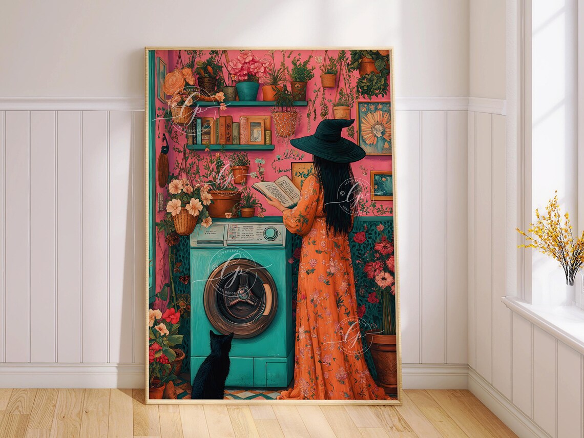 Witch In Laundry Art Print, Maximalist Laundry Decor - Image 3
