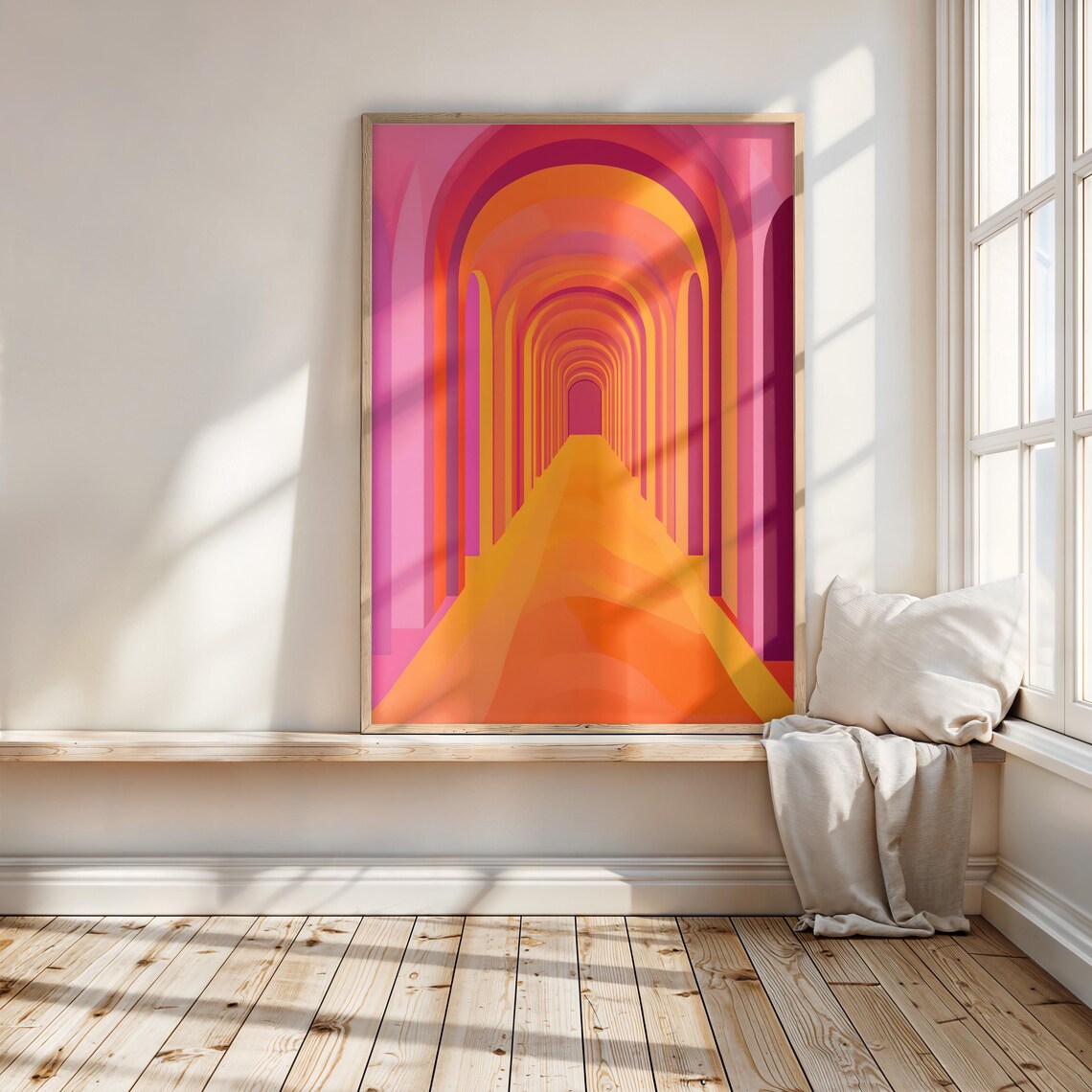 Abstract Pink And Orange Arch, Minimalist Art Print - Image 2