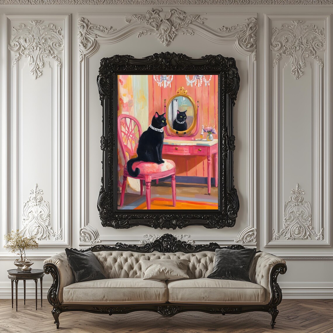 Coquette Cat Poster, Retro Glam Cat Lover Gift - Image 2