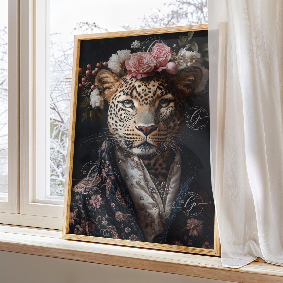 Leopard Print Maximalist Decor, Funky Animal Portrait - Image 3