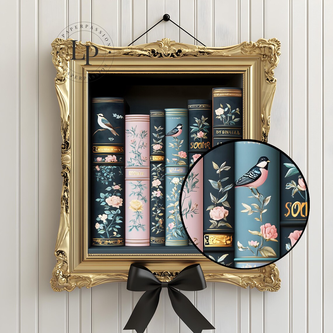 Floral Bookshelf Art Print, Cozy Reading Nook - Image 5