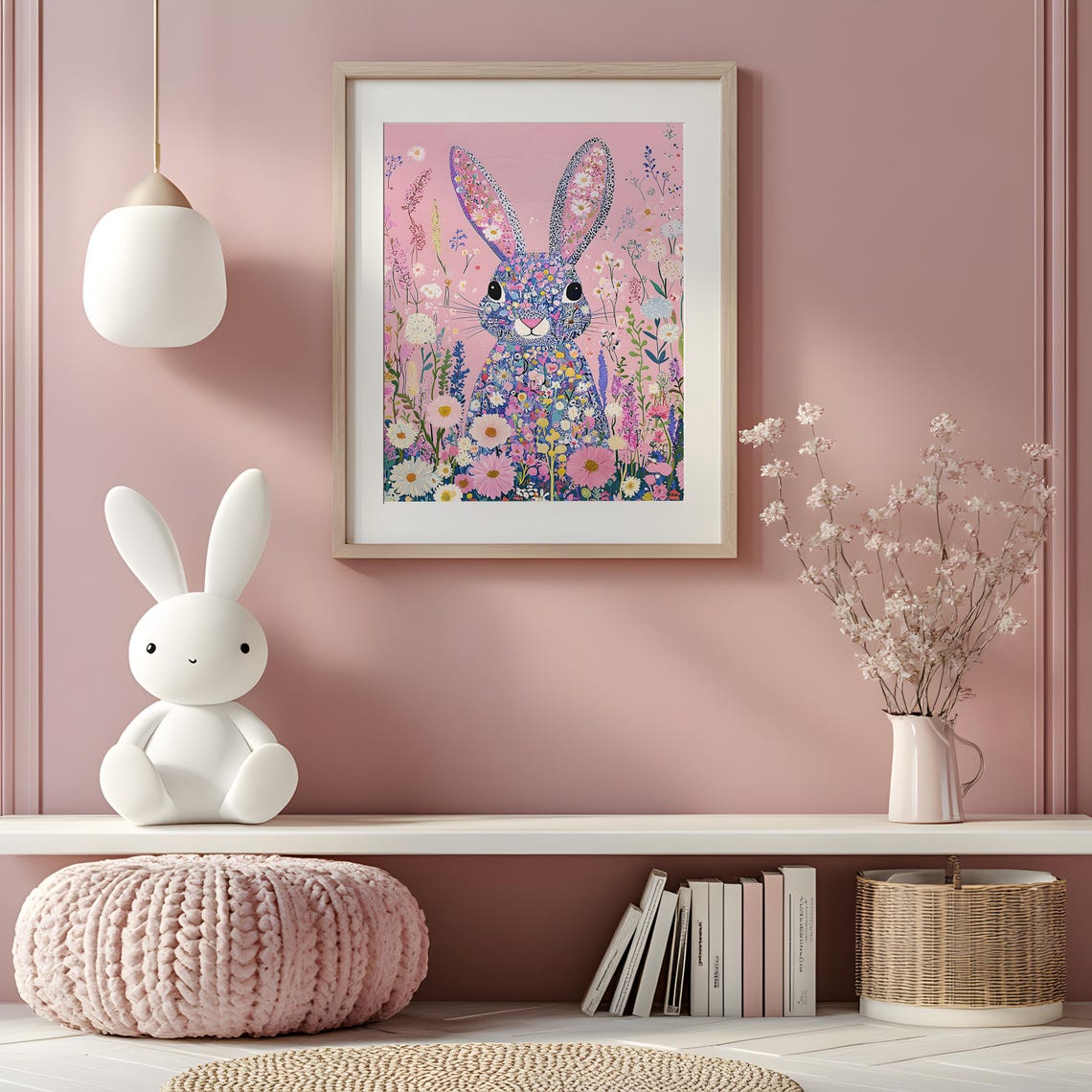 Floral Bloomcore Bunny Rabbit Art Print, Nursery Decor - Image 2