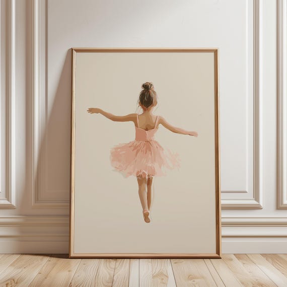 Ballerina Nursery Art Print, Retro Kids Room