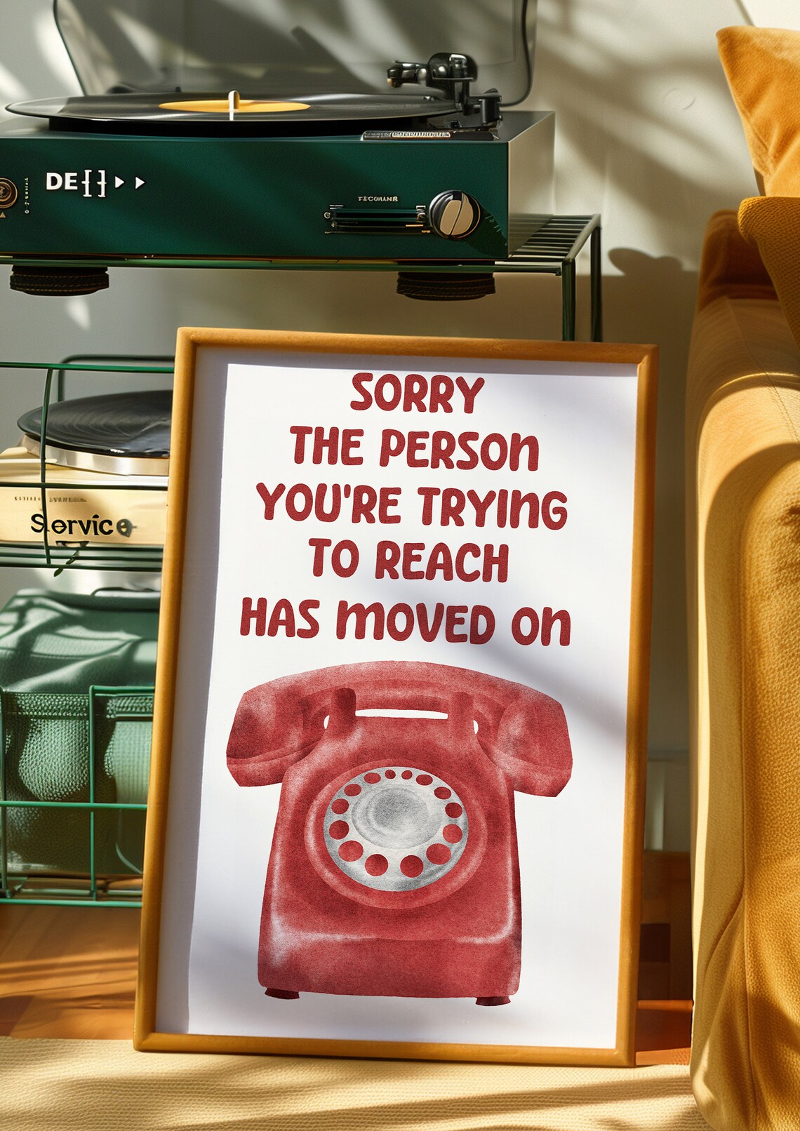 Sorry The Person You're Trying To Reach Retro Red Phone Quote Poster - Image 2