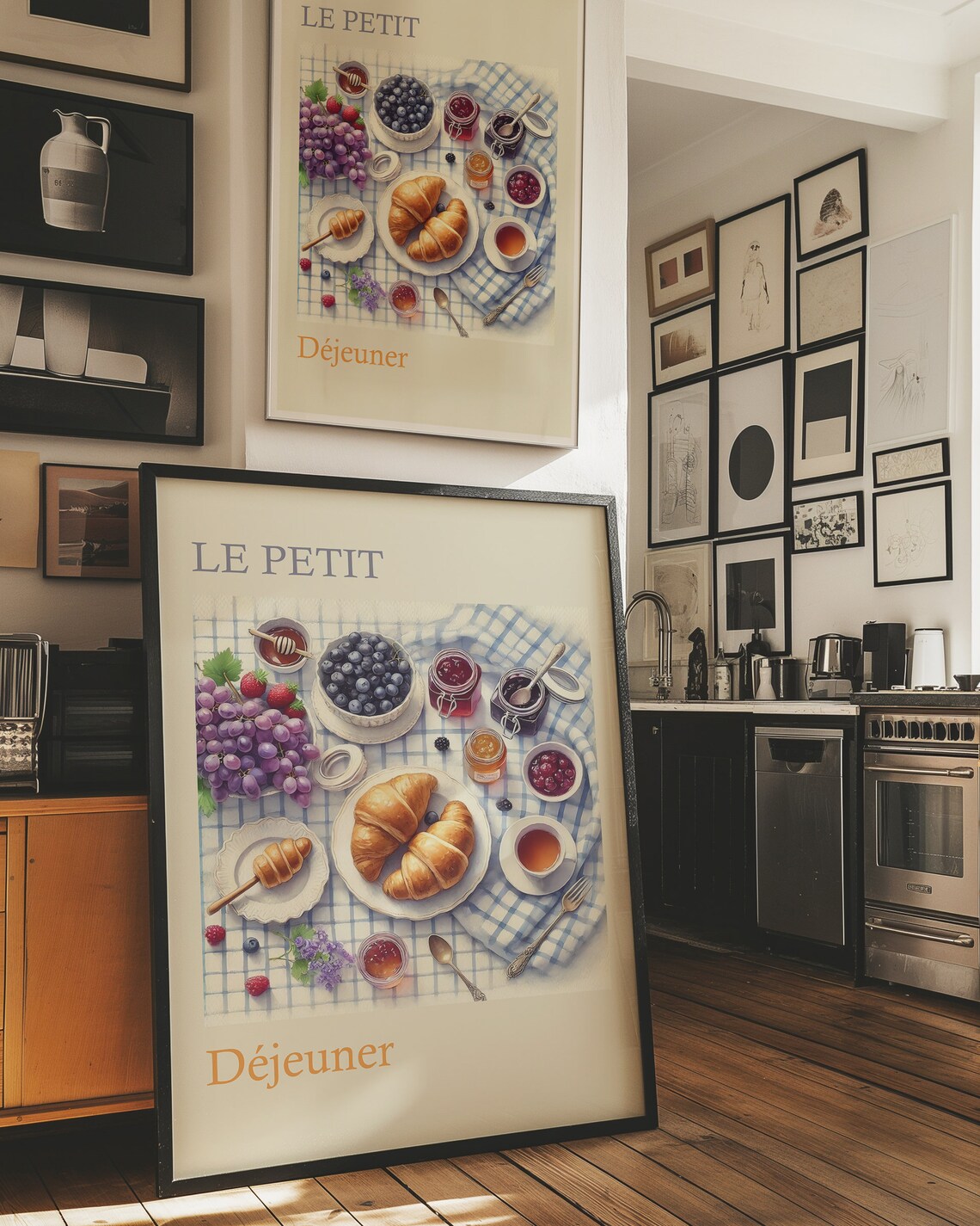 Le Petit Dejeuner French Breakfast Croissants Watercolor Poster - Image 2