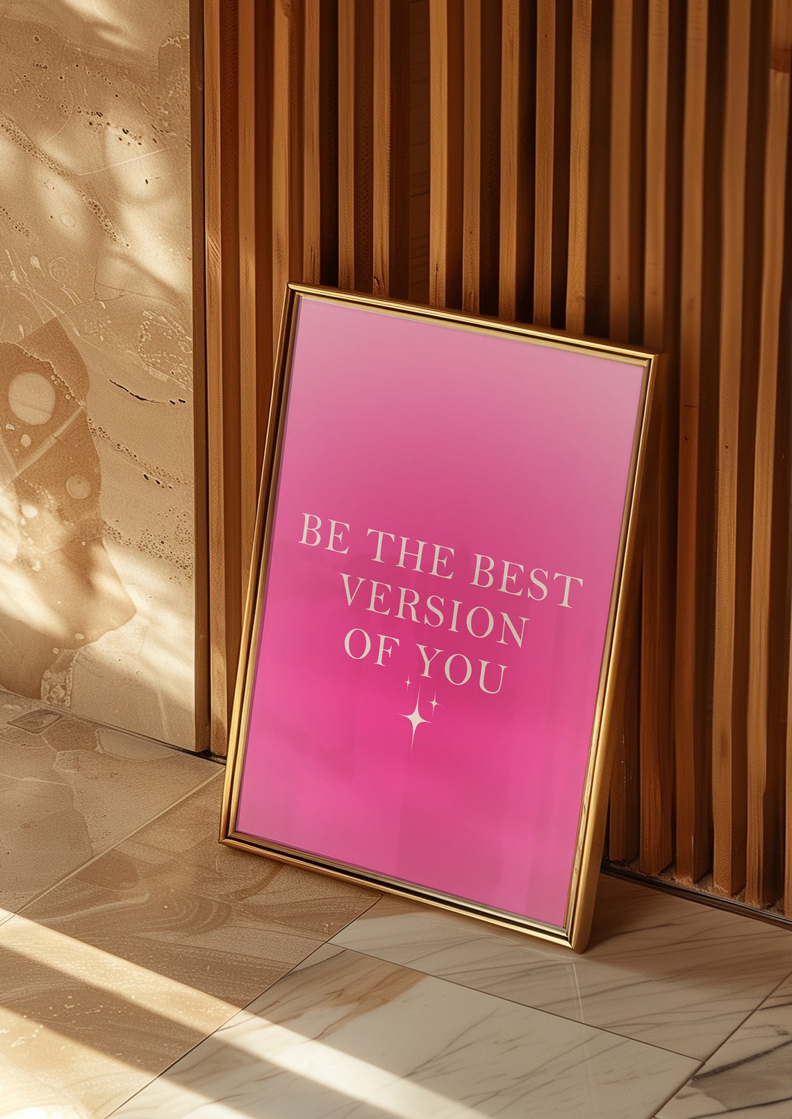 Be The Best Version Of You Bold Hot Pink Sparkle Serif Quote Poster - Image 3