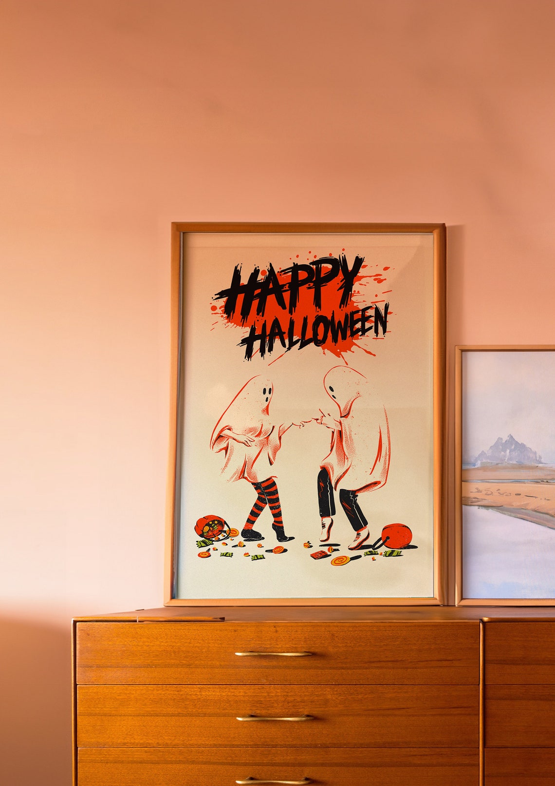 Happy Halloween Ghost Friends Spooky Season Candy Art Poster - Image 3